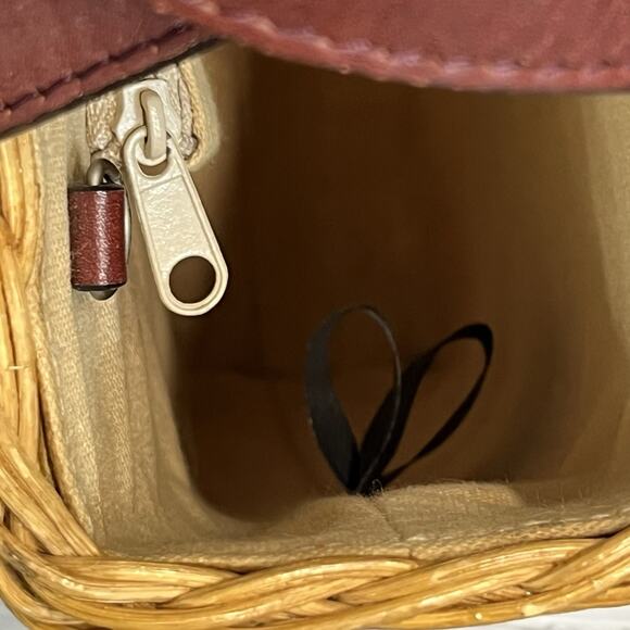 Vintage 80's ETIENNE AIGNER Wicker Leather Handles Basket Bag Handbag Purse - Picture 10 of 15